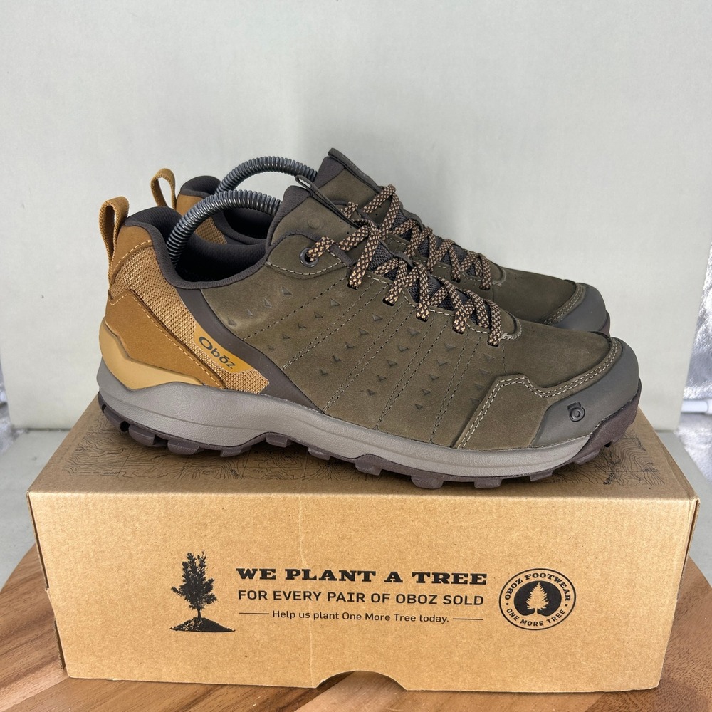 Oboz Sypes Low Leather B-DRY Waterproof Mens 9 Wood Hiking Shoes Trail Outdoor